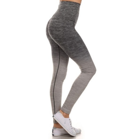 Dip Dye Ombre Athletic Leggings High Waist Band CH - Picture 3 of 5